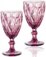 Набор 6 бокалов для вина Elodia Грани 320мл, розовое стекло