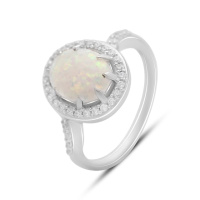 Серебряное кольцо CatalogSilver с опалом 1.443ct, фианитами, вес изделия 3,15 гр (2174387) 18 размер
