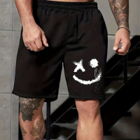 Чорні чоловічі стильні шорти з ДТФ