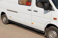 Боковые трубы Black (2 шт., нержавейка) Средняя база, Ø70 для Mercedes Sprinter W901/902/903/904/905 1995-2006 гг