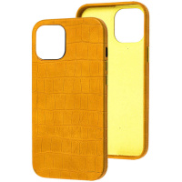 Шкіряний чохол для iPhone 13 Pro Croco Leather (Yellow) - купити в SmartEra.ua