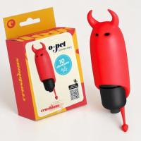 Мінівібратор O-Pet Devil з насадкою для клітора червоний компактний для стимуляції та задоволення Crushios