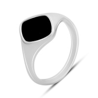 Серебряное кольцо CatalogSilver с натуральным ониксом, вес изделия 2,35 гр (60002114) 17 размер
