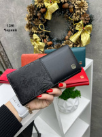 Чорний - вишуканий стильний жіночий гаманець на магніті, 19х9 см (1280)