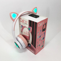 Беспроводные наушники с кошачьими ушками и RGB подсветкой Cat VZV 23M. Цвет: розовый