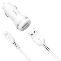 Автомобільне зарядне Hoco Z27 Staunch (2USB 2.4A) (+кабель Lighthing) (Білий) - купити в SmartEra.ua