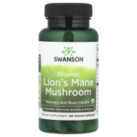 Їжовик гребінчастий, Organic Lion's Mane Mushroom, Swanson, 60 веганських капсул