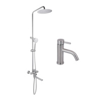 Комплект для душевої Душова система Aria 1033, Nickel (k35) на три споживача LDARI1033NKS46109 Lidz+Змішувач для раковини низький Aria 0011F, Nickel