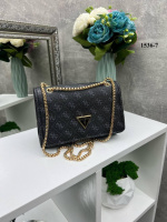 Чорний - стильний, молодіжний жіночий клатч на ланцюжку, під клапаном (1536-7)