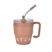 Термокружка Coffee & Tea с трубочкой коричневая HP-14-23BR