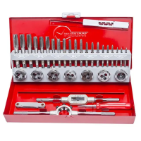 Якісний набір мітчиків та плашок для нарізання різьби INTERTOOL SD-8032 : 32 елементи, М3-М12