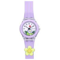 Дитячий годинник Better 005 Flowers Purple-White з фіолетовим силіконовим ремінцем та кварцовим механізмом