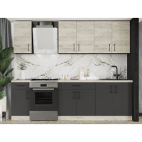 Кухня модульна Эверест Оптима набор №3 Дуб крафт белый+Антрацит 2,6 м (без столешницы) (DTM-5699)