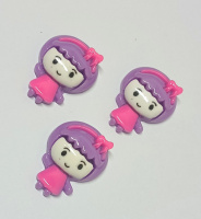 Кабашон «девочка» размер 28×23мм. Цвет фиолетовый.