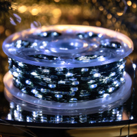 Гірлянда Роса нитка 2000 LED довжина 200 м з пультом від мережі зелена, білий