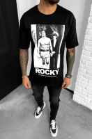 Чорна чоловіча футболка з ДТФ принтом (оверсайз)