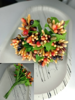 Тычинки «незабудка» на проволоке с листиками. Цена за букетик. Цвет - цветная