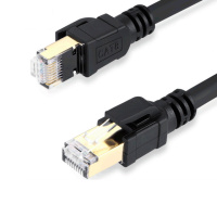 Патч-корд литой VEGGIEG, CCA, SFTP, RJ45, Cat.8, 0,5m, черный