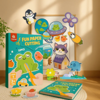 Альбом-книга для аппликации с шаблонами для вырезания из бумаги для развития мелкой моторики рук.Уровень 1