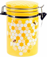 Банка керамическая «Sweet Honey» 650мл для сыпучих продуктов с металлической затяжкой, желтый