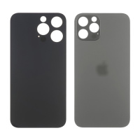 Заднее стекло корпуса для Apple iPhone 14 Pro Space Black (серое) маленький вырез под камеру