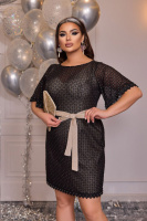Коктейльна Сукня Сітка «Діамант» 21155 Чорний/бежевий