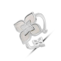 Серебряное кольцо CatalogSilver с натуральным перламутром, фианитами, вес изделия 3,3 гр (60002143) 16.5 размер