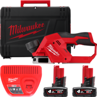 Рубанок акумуляторний безщітковий MILWAUKEE, M12 BLP-402X (зарядний пристрій С12, 2 акумулятори М12 В4 4Аг, HDкейс)