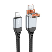 Кабель USB Hoco U128 2in1 2.4A/PD27W USB/Type-C to Lightning 1.2m