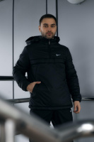 Чоловічий комплект Nike Анорак теплий чорний + Штани + Барсетка у подарунок!