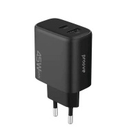 Мережевий зарядний пристрій Proove Silicone Power 2 45W (Type-C + USB) Black (WCSP24110001)