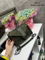 Натуральна замша. Хакі - молодіжний вишуканий каркасний стильний клатч на ланцюжку під клапаном (0433-1)