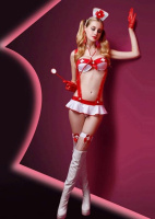 Еротичний костюм медсестри JSY Пустотлива Єва Червоно-білий S/M