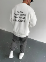 Світшот білий чоловічий з мерчем (оверсайз) | 74-109