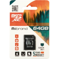 Карта памяти Mibrand 64GB microSDXC class 10 UHS-I (MICDXU1/64GB-A)