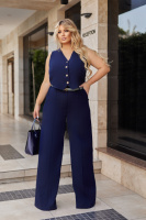 Жіночий костюм двійка жилетка з брюками «Cavin» | Батал | Розпродаж моделі Темно-синій, 54-56