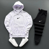 Весняний костюм nike (худі біле + штани чорні)