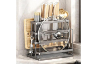 Кухонна стійка - підставка для посуду 3888 · Настільний металевий органайзер для зберігання ножів, приладів з піддоном