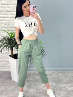 Літні штани з підворотом «Hunter» оптом | Норма | Розпродаж моделі Фісташковий, 46-48