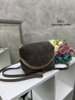 Капучино — натуральний замш — молодіжний мініатюрний клатч із ланцюжком (0377-1)