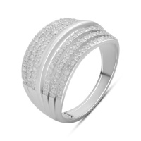 Серебряное кольцо CatalogSilver с фианитами, вес изделия 4,99 гр (2187165) 18.5 размер