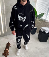 Костюм худі штани чоловічий стильний чорного кольору