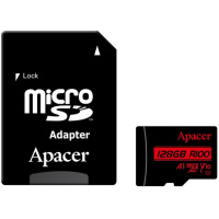 Карта пам'яті Apacer microSDHC 128GB UHS-I Class 10 + SD-адаптер (AP128GMCSX10UB-R) (Код товару:38070)