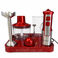 Багатофункціональний блендер 6в1 Rainberg RB-2293 1200Вт кухонний подрібнювач ручний блендер міксер Red