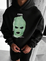 Худі чорне з ДТФ (оверсайз) | 66-457