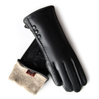 PODIUM Перчатка Женская кожа F1-5128 black шерсть