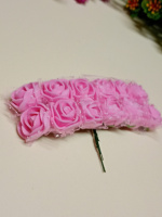 Букет роз из фоамирана в фатине /  2 см / розовый