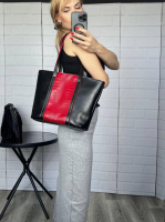 Формат А4. Червона – добре тримає форму – велика, стильна та містка сумка з кроко принтом (0503-3)