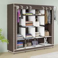 Складной тканевый шкаф для одежды 170*45*170см Storage Rack, тканевый шкаф для вещей Коричневый