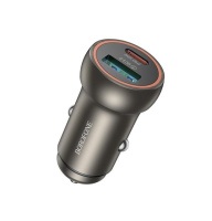Автомобільний зарядний пристрій BOROFONE BZ32A Fresh PD30W+QC3.0 car charger metal gray (6941991118579)